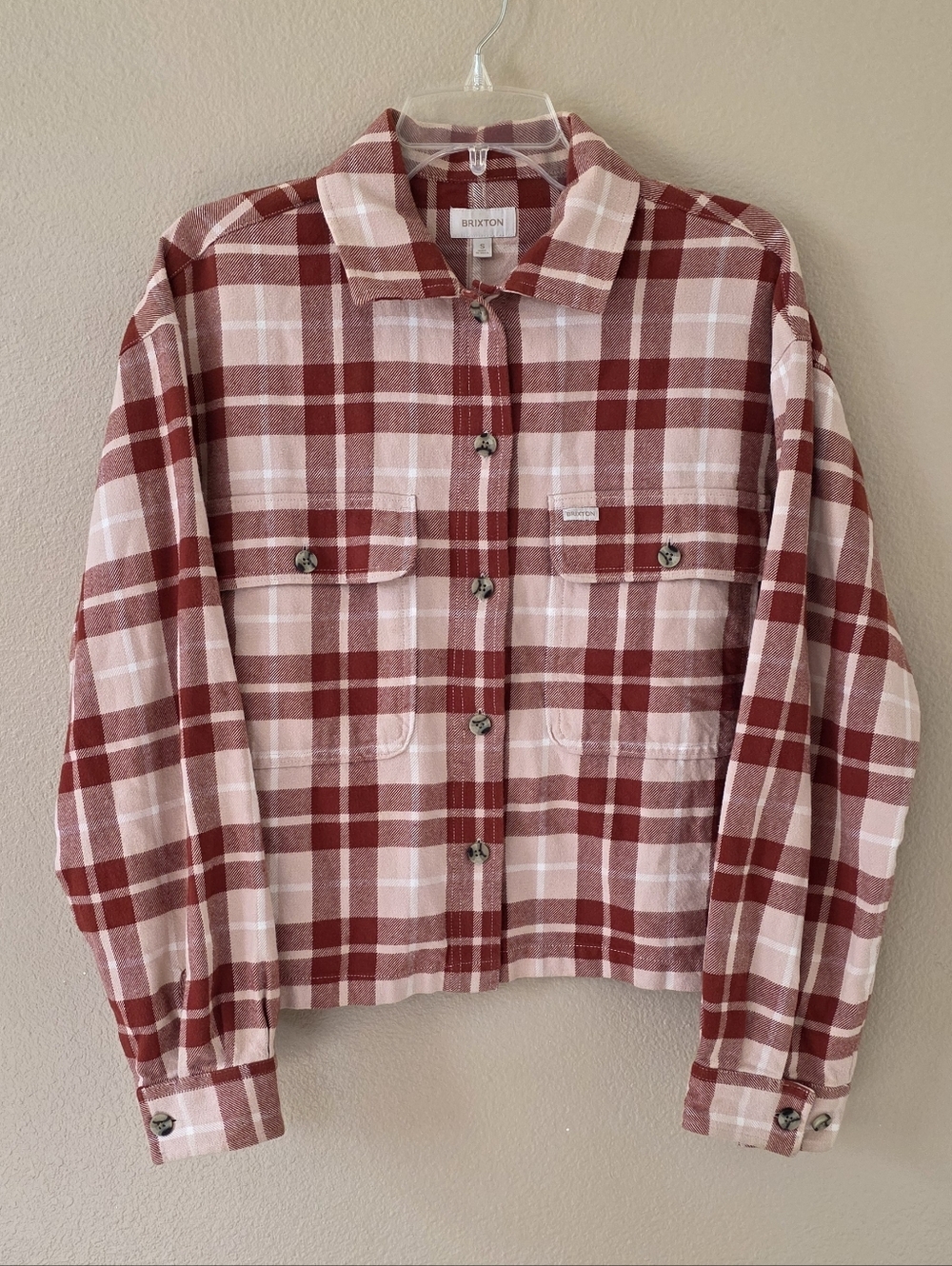 Brixton Womens Rose Dust Bowery Flannel Shirt - Size Small - Picture 2 of 9